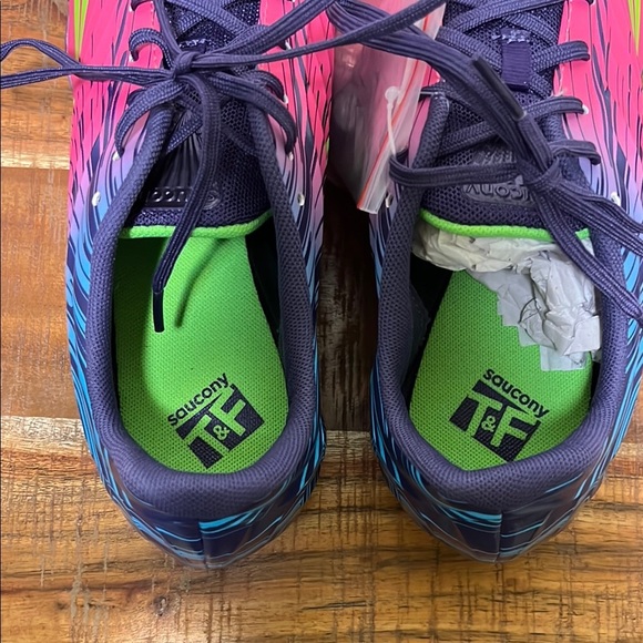 NWOT Saucony Womens Spitfire 5 Pink/Purple Running Shoes Racing Track, Size 12 - Picture 5 of 8